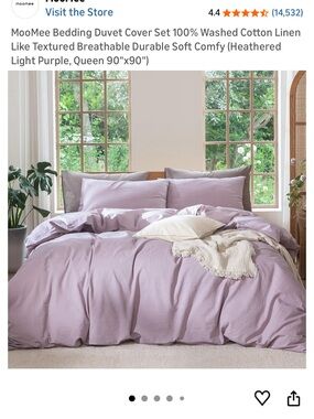 Washed Cotton Duvet Cover in Light Lavender